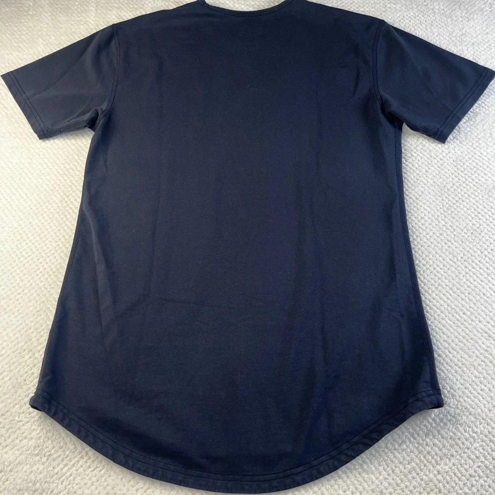 BYLT Premium Basics Drop Cut Lux Pocket T-Shirt Mens Small Navy Blue S/S Tee‎